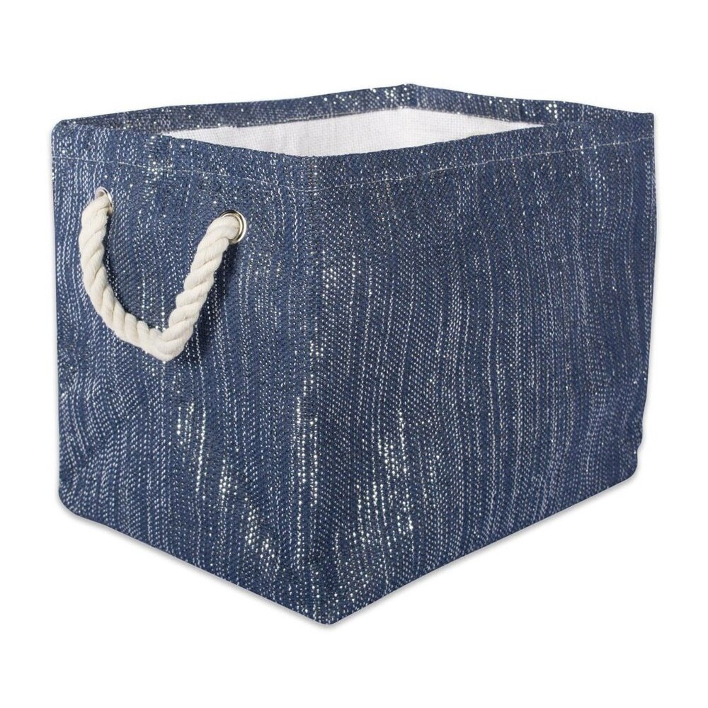 PAPER BIN LUREX NAUTICAL BLUE/SILVER RECTANGLE LARGE 17x12x12